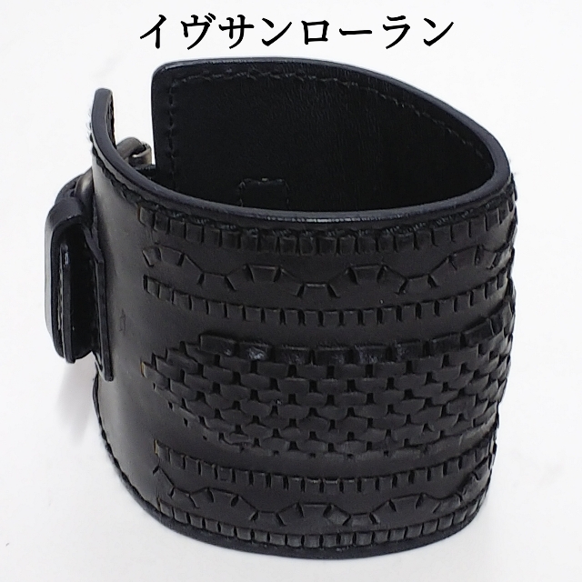 イヴサンローラン　レザー　ブレスレット　ブラック